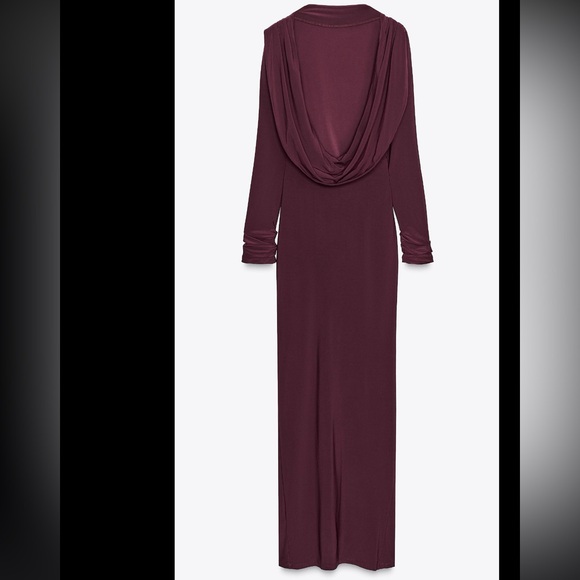 Elegant Burgundy Long Sleeve Dress - Picture 7 of 11